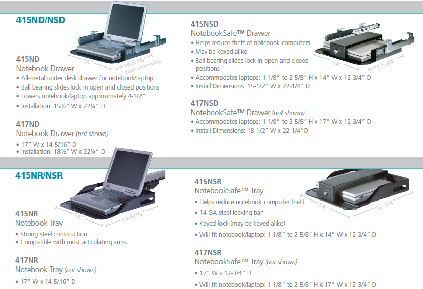 Laptop / Notebook Trays & Drawers